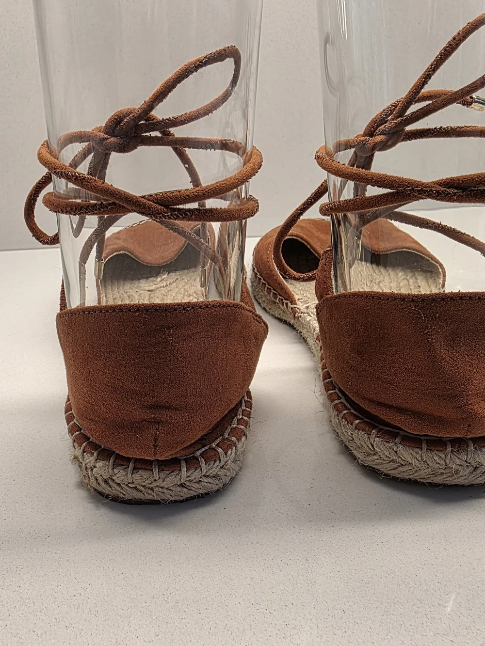 LOFT Tan Suede Espadrille Lace-Up Flats